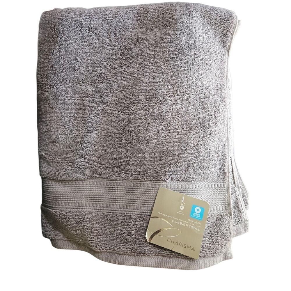 CHARISMA Luxury Bath Towel Gray 30 x 58" Soft Cotton Blend NEW with Tags